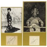 Two Alla Navimova ink autographs with black and white photographs, mounted and framed, the largest