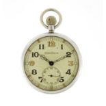 British Military issue Jaeger-LeCoultre pocket watch with subsidiary dial, the case engraved G.S.T.