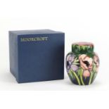Moorcroft pottery ginger jar and cover with box, hand painted in the Anemone tribute pattern,