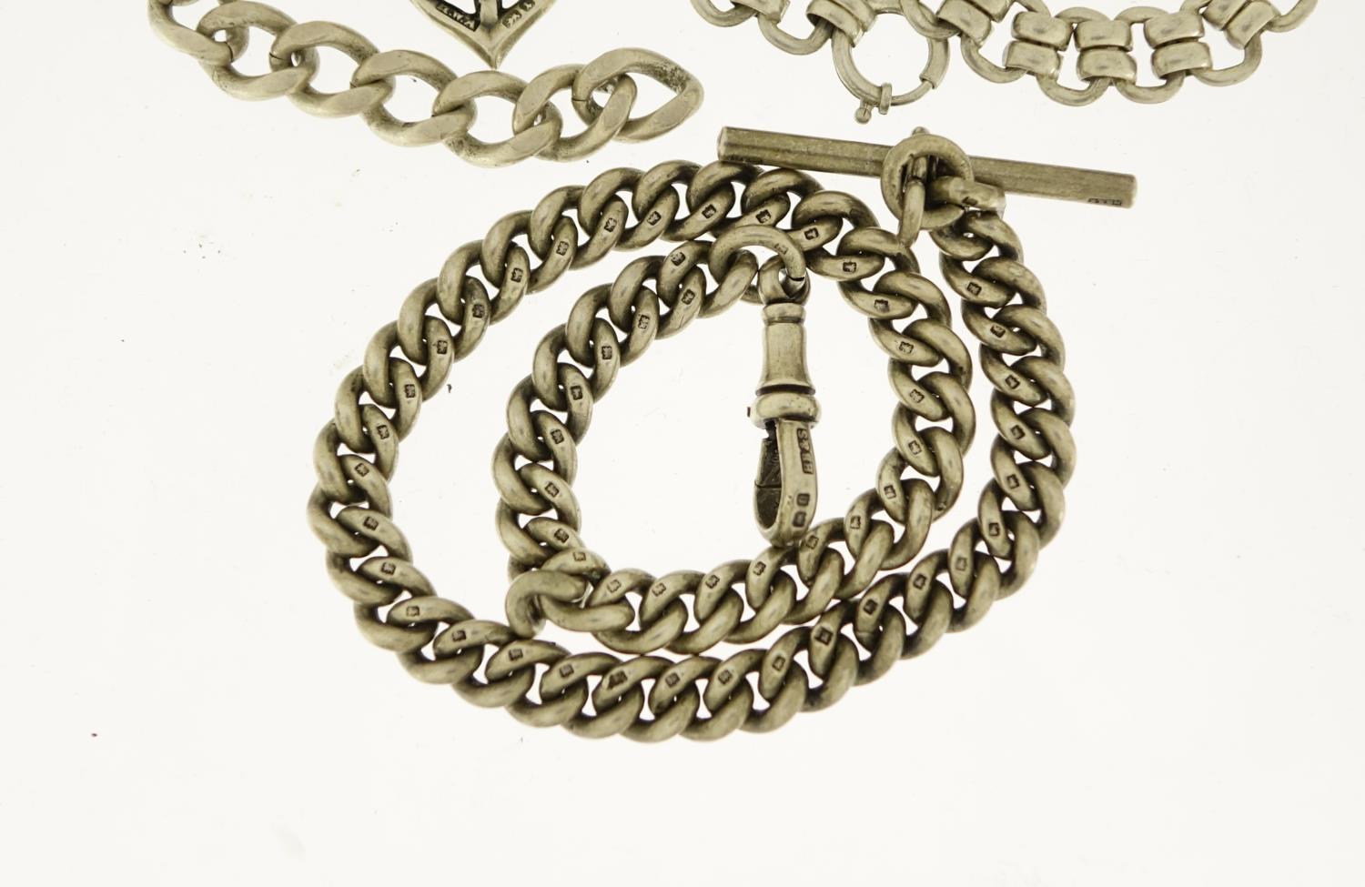 Silver jewellery comprising watch chain, bracelet and a anchor fob set with agate and carnelian, - Image 6 of 8