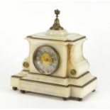 French Bordier onyx striking mantel clock with brass mounts, the dial with Roman numerals marked