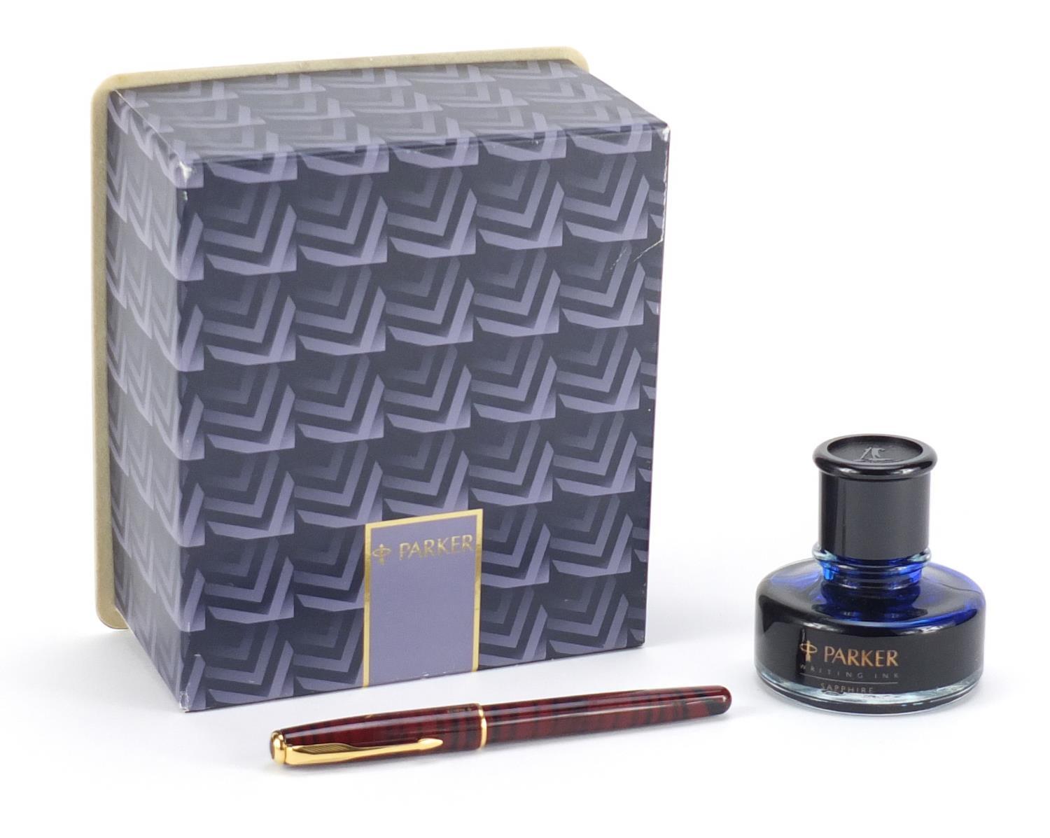 Parker Sonnet fountain pen with sapphire writing ink, box and case :For Further Condition Reports