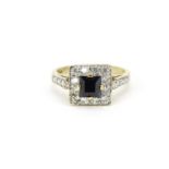 9ct gold sapphire and clear stone ring, size M, 3.3g :For Further Condition Reports Please Visit Our