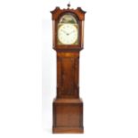 Early 19th century mahogany long case clock with hand painted dial, 212cm high :For Further