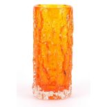 Whitefriars tangerine glass bark vase, 19.5cm high :For Further Condition Reports Please Visit Our