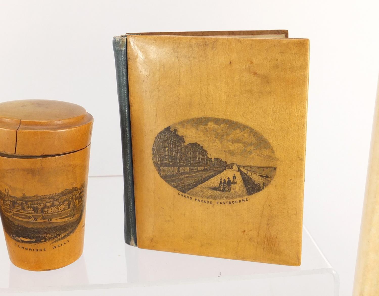 Woodenware and reference books including Mauchline Ware pin cushion, Tunbridge Ware letter opener - Image 5 of 10