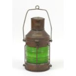Large copper and brass Meteorite ships lantern, with applied embossed plaques, numbered 137831, 51cm