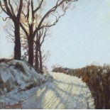 Lionel Agget - Winter light, Posbury, Crediton, Devon, signed pastel, inscriptions verso, mounted