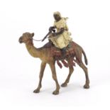 Franz Xaver Bergmann, Austrian cold painted bronze figure of an Arab huntsman on camelback,
