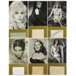 Five ink autographs of actresses with black and white photographs comprising Gina Lollobrigida,