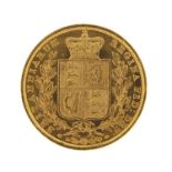 Victoria Young Head 1854 shield back sovereign :For Further Condition Reports Please Visit Our