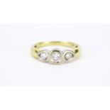 18ct gold diamond three stone ring, size K, 2.7g :For Further Condition Reports Please Visit Our