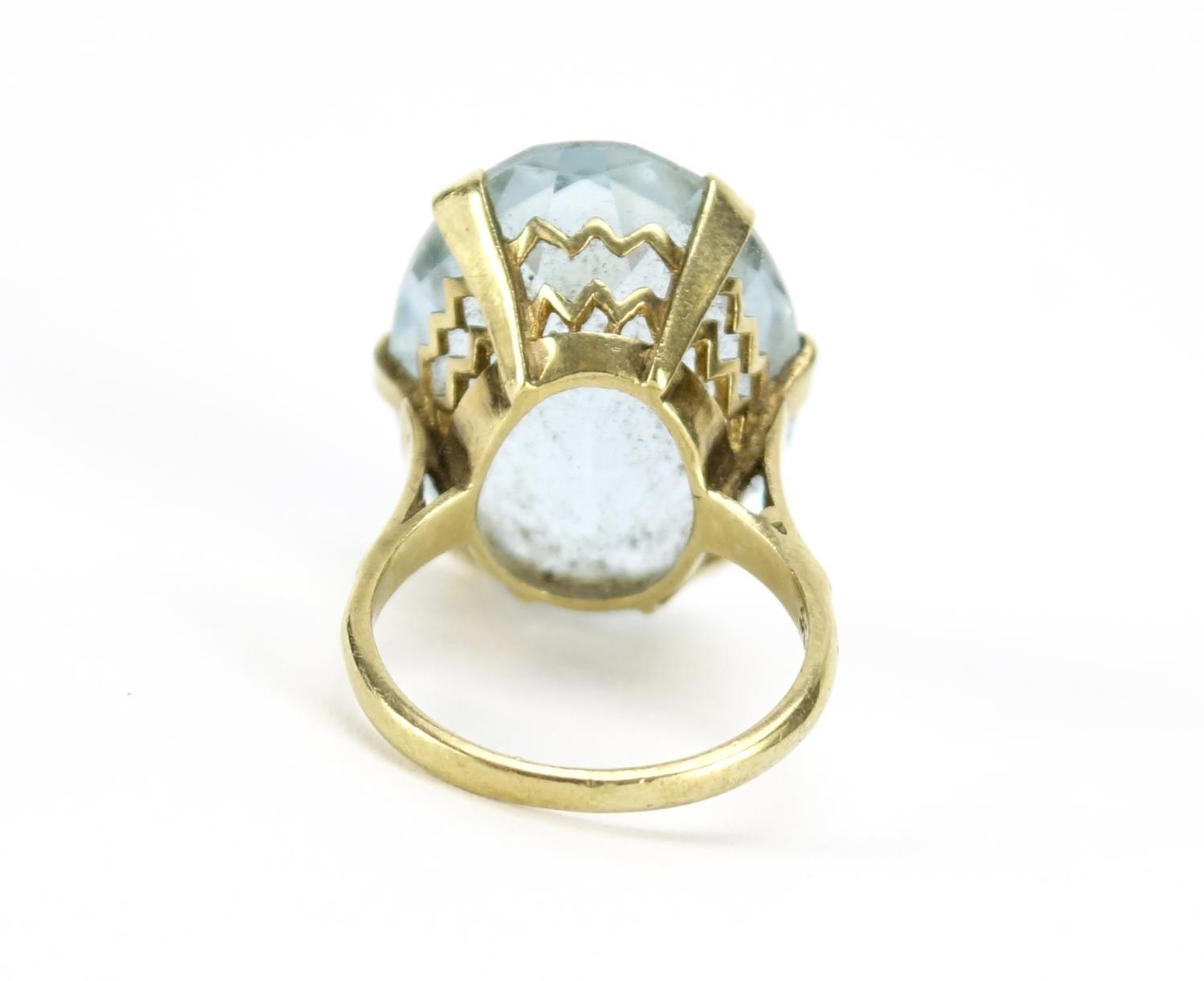 Large 9ct gold blue stone ring, size M, 10.0g :For Further Condition Reports Please Visit Our - Image 6 of 8