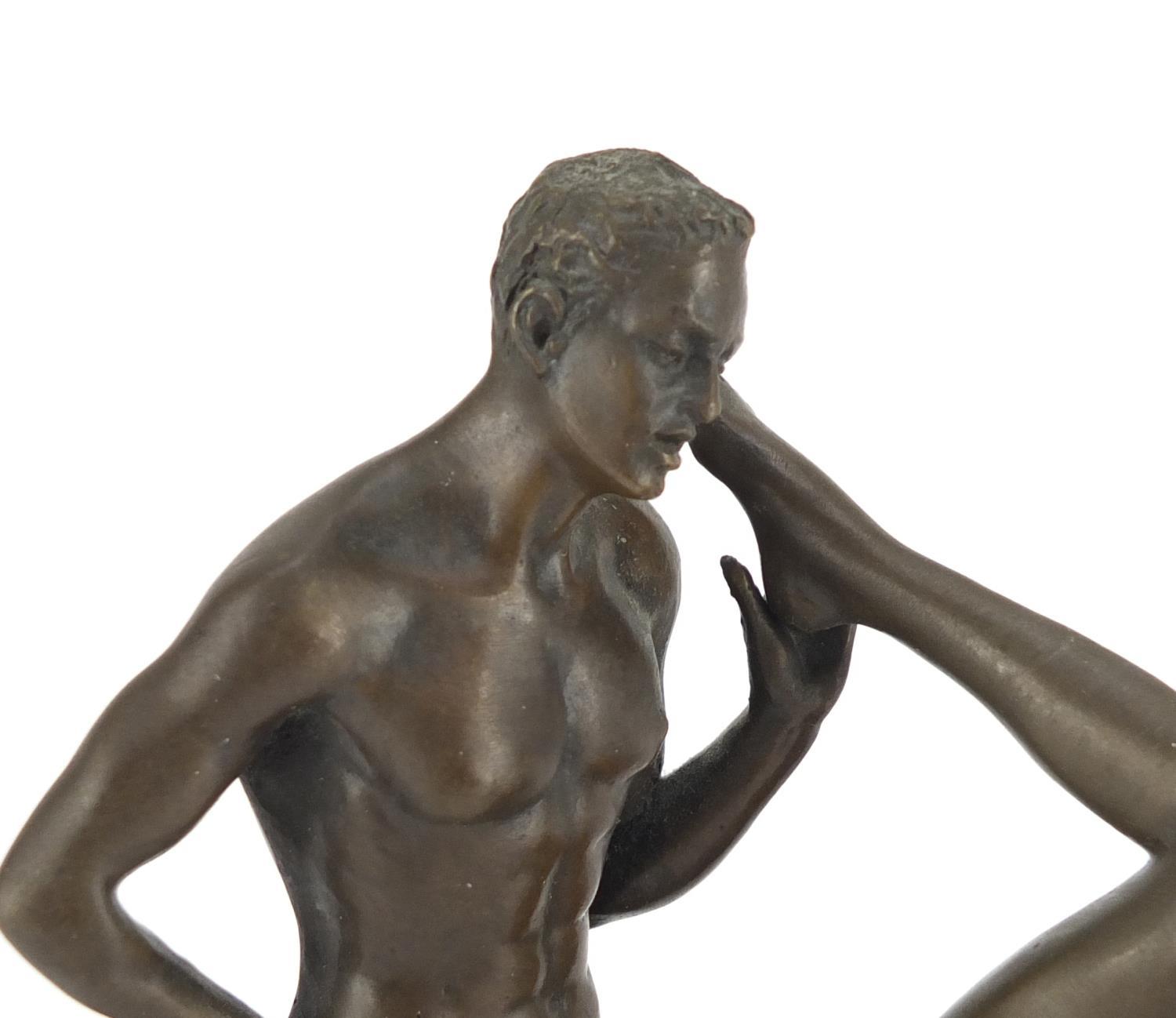 J Patoue, two erotic patinated bronzes of a nude male and a female, both signed, the largest 15cm in - Image 2 of 6