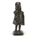 Bronze figure of a young girl wearing one shoe, 23cm high :For Further Condition Reports Please
