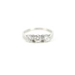 18ct white gold three stone diamond ring, size N, 2.5g :For Further Condition Reports Please Visit