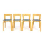 Set of four vintage Danish bentwood chairs, one with Ny Bolig paper label, each 66cm high :For