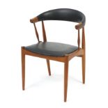 Vintage Scandinavian teak and leatherette chair, 74cm high :For Further Condition Reports Please