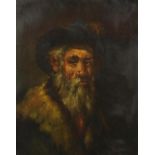 Head and shoulders portrait of Cossack, Russian school oil on canvas, bearing an indistinct