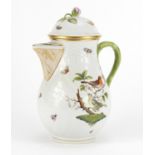 Large Herend of Hungary lidded jug hand painted with Rothschild bird pattern, 26cm high :For Further