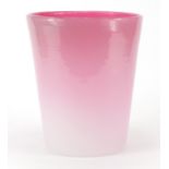 Large Monart pink and white art glass vase, 25cm high :For Further Condition Reports Please Visit