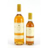Two bottles of Château D'yquem Sauternes comprising 75cl 1991 and 37.5cl 1989 :For Further Condition