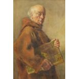 Portrait of a monk, late 19th century watercolour, framed, 35cm x 23.5cm :For Further Condition