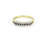 9ct gold sapphire and diamond half eternity ring, size O, 1.5g :For Further Condition Reports Please