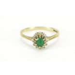 9ct gold emerald and diamond ring, size Q, 2.1g :For Further Condition Reports Please Visit Our