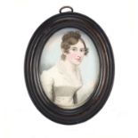 Georgian hand painted portrait miniature of a young female, attributed to Frederick Buck, housed