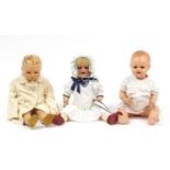 Three large dolls with jointed limbs including Koppelsdorf and Kammer & Reinhardt, the largest