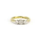 18ct gold diamond three stone ring, size I, 2.5g :For Further Condition Reports Please Visit Our