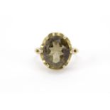 9ct gold smoky quartz ring, size L, 3.4g :For Further Condition Reports Please Visit Our Website.