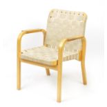 Swedish bentwood open armchair probably designed by Bruno Mathsson, 80cm high :For Further Condition