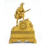 Good French Empire ormolu figural mantel clock striking on a bell by Alexandre Roussel, mounted with