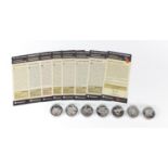 Seven Root to Victory silver proof coins with certificates including Battle of Britain D-Day