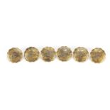 Set of six Japanese Komai style buttons, impressed marks to the reverse, each 2.5cm in diameter :For