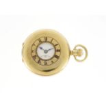 Gentleman's 9ct gold half hunter pocket watch, the case numbered 678227, 5cm in diameter :For