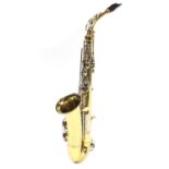 Buescher Aristocrat 200 saxophone with case, serial number 738560, 66cm in length :For Further