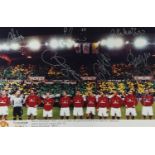 Manchester United signed photograph of the team line up prior to kick off v Nantes 20/2/02,