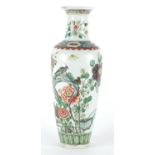 Chinese porcelain vase, hand painted in the famille verte palette with birds of paradise and insects