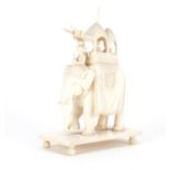 Antique Indian ivory of an elephant consort, 14.5cm high :For Further Condition Reports Please Visit