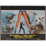 Vintage James Bond 007 For Your Eyes Only UK quad film poster, printed by Lonsdale and
