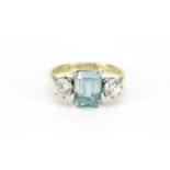 9ct gold blue and white sapphire ring, size L, 2.8g :For Further Condition Reports Please Visit