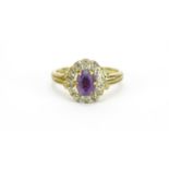 9ct gold amethyst and diamond ring, size N, 3.4g :For Further Condition Reports Please Visit Our