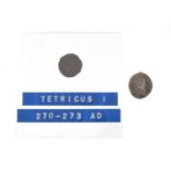 Two Roman coins comprising Tetricus I and Vespasain :For Further Condition Reports Please Visit