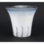 Anthony Stern large white swirling art glass vase, etched signature and dated 80 to the base, 18.5cm