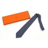 Hermes silk tie with box, 140cm in length :For Further Condition Reports Please Visit Our Website.