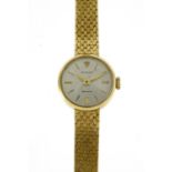 Ladies 9ct gold Rolex Precision wristwatch with 9ct gold strap, 2cm in diameter, 23.6g :For