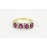 18ct gold ruby and diamond half eternity ring, size N, 4.0g :For Further Condition Reports Please